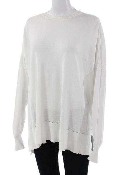 Michael Gabriel Unisex White Cotton Crew Neck Pullover Long Sleeve Size One