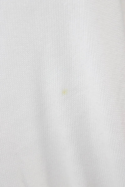 Michael Gabriel Unisex White Cotton Crew Neck Pullover Long Sleeve Size One