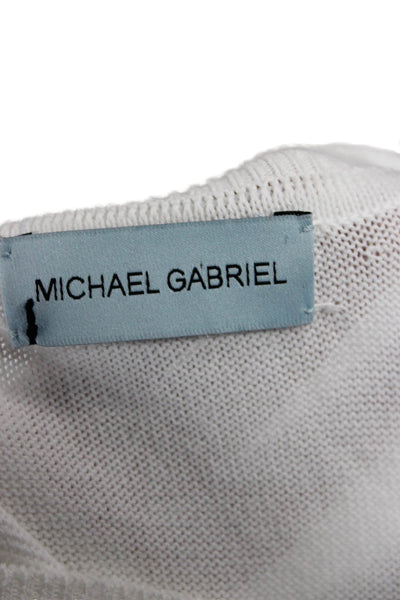 Michael Gabriel Unisex White Cotton Crew Neck Pullover Long Sleeve Size One