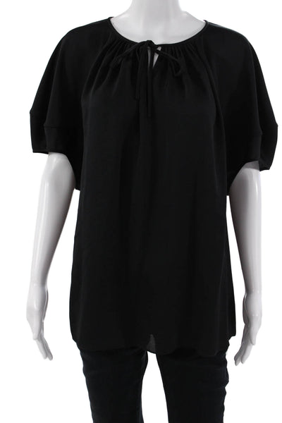 Lafayette 148 New York Women Tunic Black Short Sleeve Round Neck Size XL