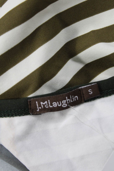 J. Mclaughlin Women Jersey Striped Army Crew Neck 3/4 Sleeve Tee Green Size S