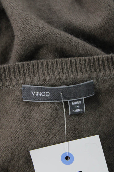 Vince Women Cashmere Crew Neck Short Sleeve Basic T-Shirt Brown Size XS