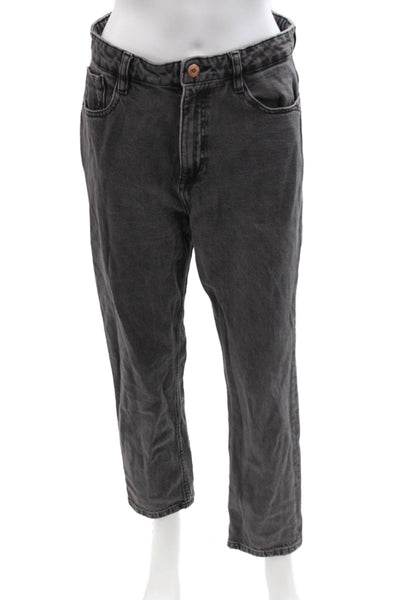 Zara Unisex Cropped Straight Dark Gray High Rise Denim Jeans Size 8