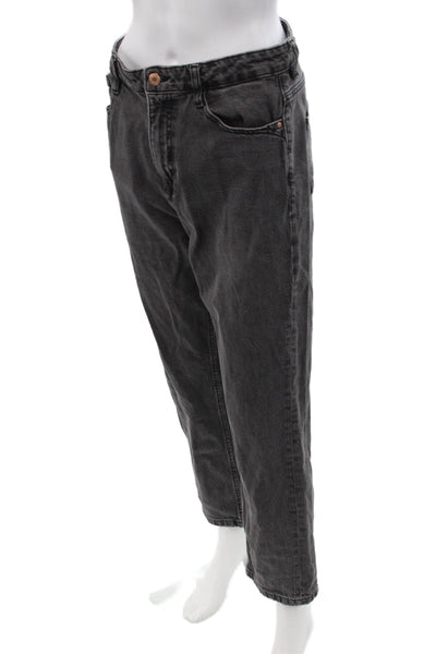 Zara Unisex Cropped Straight Dark Gray High Rise Denim Jeans Size 8