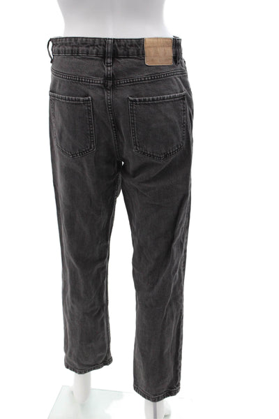 Zara Unisex Cropped Straight Dark Gray High Rise Denim Jeans Size 8