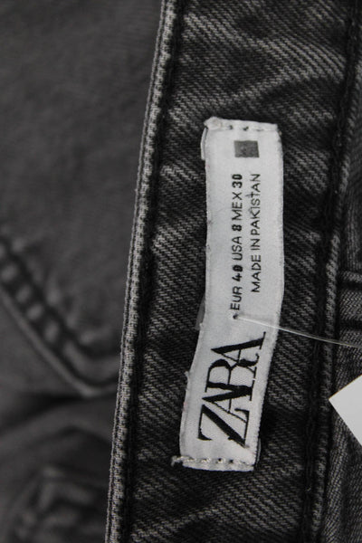 Zara Unisex Cropped Straight Dark Gray High Rise Denim Jeans Size 8