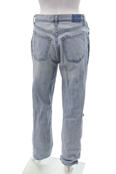 Abercrombie & Fitch Unisex Straight Light Blue High Rise Jeans Button Size 28