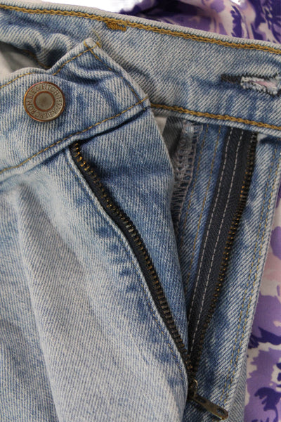 Abercrombie & Fitch Unisex Straight Light Blue High Rise Jeans Button Size 28