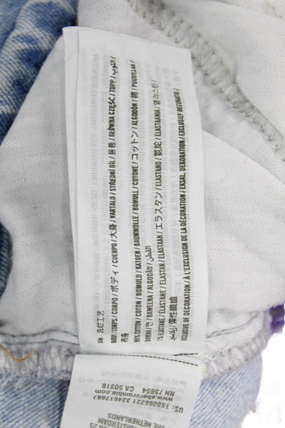 Abercrombie & Fitch Unisex Straight Light Blue High Rise Jeans Button Size 28