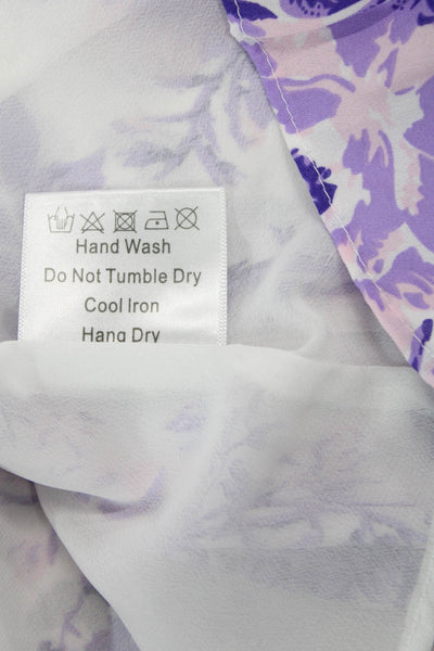 Kourt Womens Fit & Flare Sundress Purple Floral Square Neck Tie Size 6