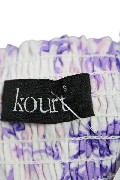 Kourt Womens Fit & Flare Sundress Purple Floral Square Neck Tie Size 6