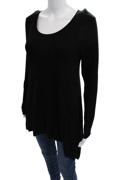 Lysse Womens Basic Tunic Black Long Sleeve Round Neck Rayon Spandex Size M