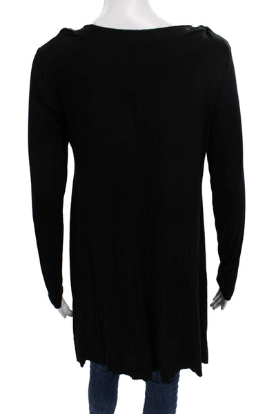 Lysse Womens Basic Tunic Black Long Sleeve Round Neck Rayon Spandex Size M