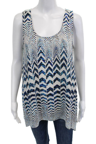 Daniel Rainn Women Tunic White Aztec Sleeveless Round Neck Polyester Size L