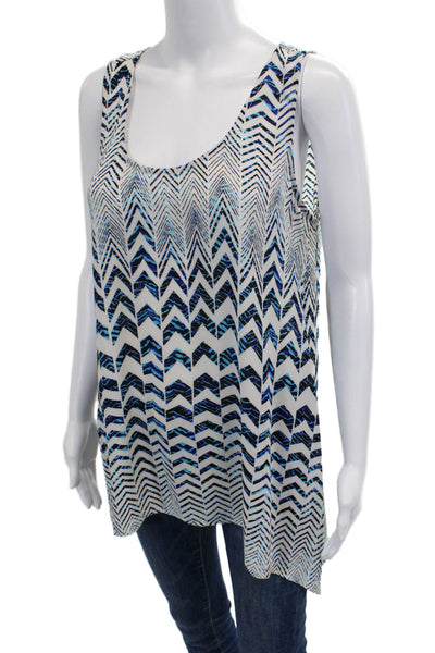 Daniel Rainn Women Tunic White Aztec Sleeveless Round Neck Polyester Size L