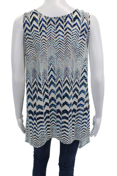 Daniel Rainn Women Tunic White Aztec Sleeveless Round Neck Polyester Size L