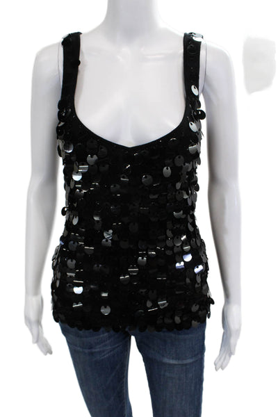 Nanette Lepore Womens Designer Sleeveless Tank Black Nylon Elastane Size M