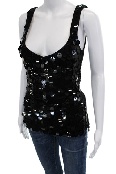 Nanette Lepore Womens Designer Sleeveless Tank Black Nylon Elastane Size M