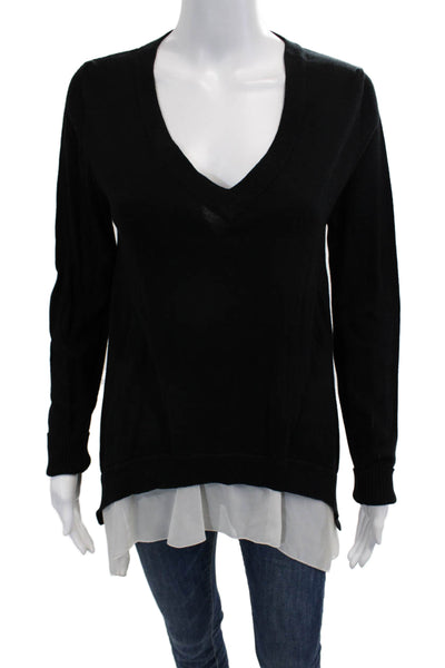 Jamison Womens Black V-Neck Pullover Sweater Long Sleeve Size L