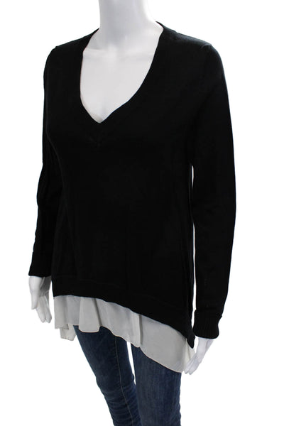 Jamison Womens Black V-Neck Pullover Sweater Long Sleeve Size L