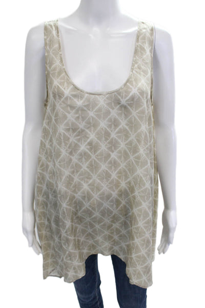 Michael Michael Kors Womens Sleeveless Silk Tunic Beige Geometric Size L