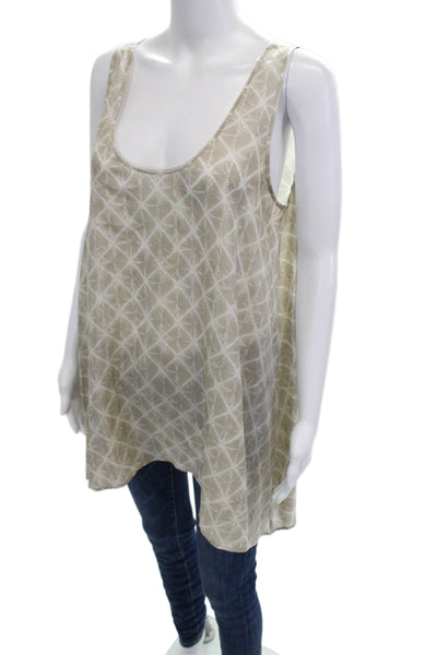 Michael Michael Kors Womens Sleeveless Silk Tunic Beige Geometric Size L