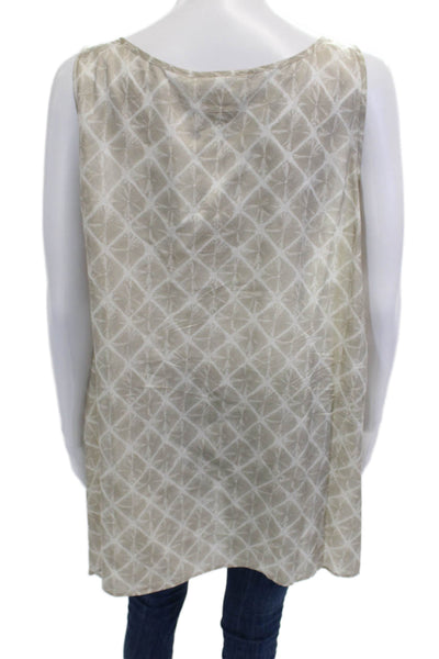 Michael Michael Kors Womens Sleeveless Silk Tunic Beige Geometric Size L