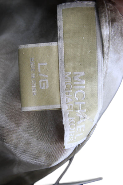 Michael Michael Kors Womens Sleeveless Silk Tunic Beige Geometric Size L