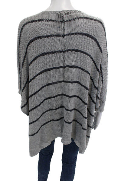 Wooden Ships Unisex Pullover Sweater Gray 3/4 Sleeve Striped Size One Size