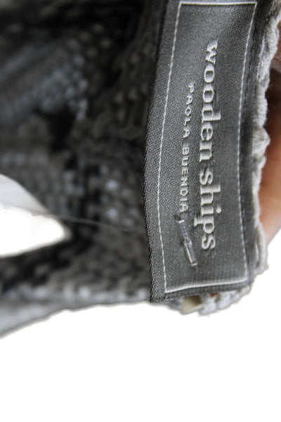 Wooden Ships Unisex Pullover Sweater Gray 3/4 Sleeve Striped Size One Size
