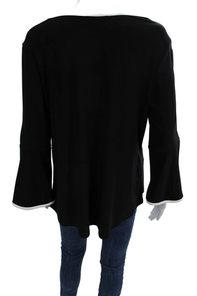 Joseph Ribkoff Womens Tunic Black Lace Up Round Neck 3/4 Sleeve Size 12
