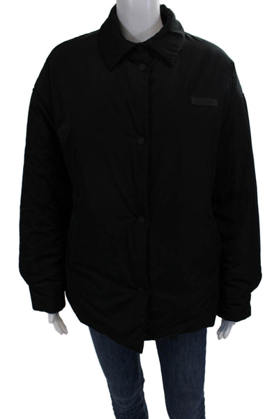 Bandier Unisex Puffer Quilted Jacket Black Collared Snap Long Sleeve Size S
