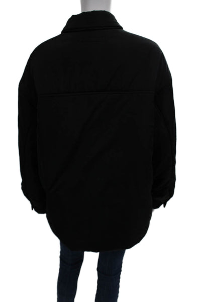 Bandier Unisex Puffer Quilted Jacket Black Collared Snap Long Sleeve Size S