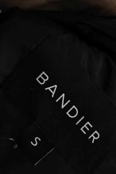Bandier Unisex Puffer Quilted Jacket Black Collared Snap Long Sleeve Size S