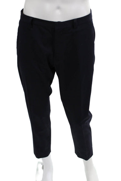 Zara Man Mens Ankle Cropped Dress Pants Dark Blue Viscose Blend Size M