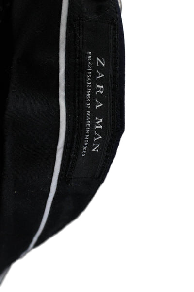Zara Man Mens Ankle Cropped Dress Pants Dark Blue Viscose Blend Size M