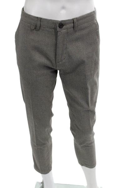 Zara Man Mens Ankle Cropped Dress Pants Gray Button Closure Size 32