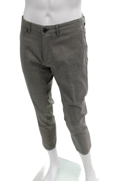 Zara Man Mens Ankle Cropped Dress Pants Gray Button Closure Size 32