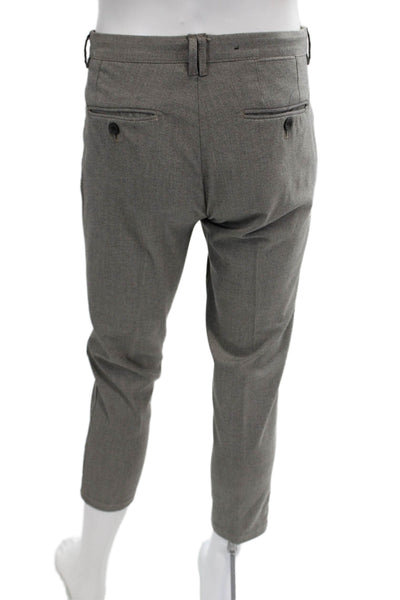 Zara Man Mens Ankle Cropped Dress Pants Gray Button Closure Size 32