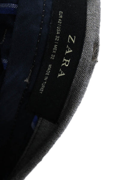 Zara Man Mens Ankle Cropped Dress Pants Gray Button Closure Size 32