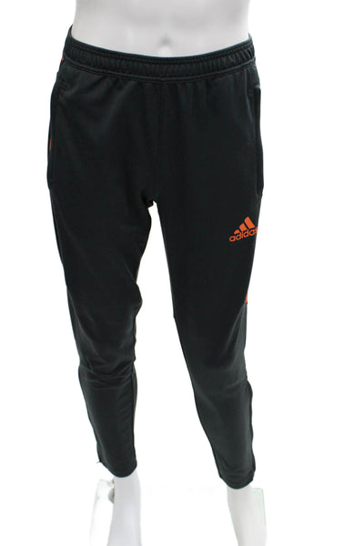 Adidas Mens Jogger Sweatpants Black Polyester Drawstring Sports Size M