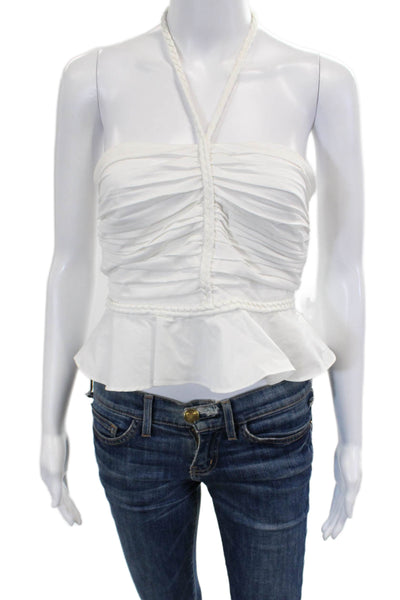 Veronica Beard Womens White Tie Tank Solid Cotton Blend Sleeveless Size 2