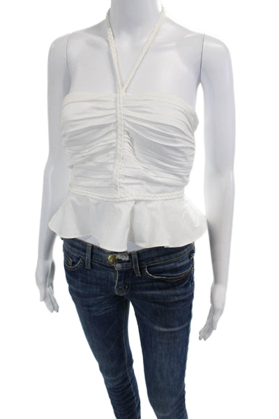 Veronica Beard Womens White Tie Tank Solid Cotton Blend Sleeveless Size 2