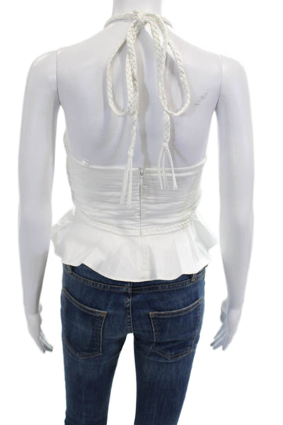 Veronica Beard Womens White Tie Tank Solid Cotton Blend Sleeveless Size 2