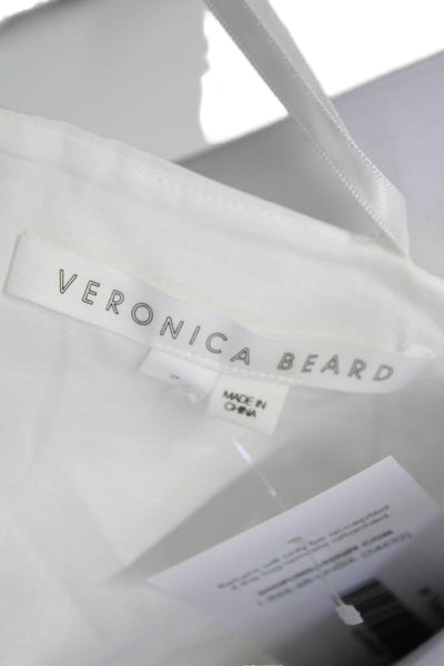 Veronica Beard Womens White Tie Tank Solid Cotton Blend Sleeveless Size 2