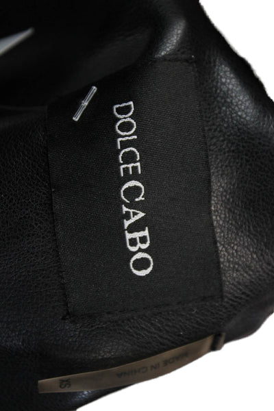 Dolce Cabo Women Biker Sleeveless V-Neck Button Polyurethane Vest Black Size XS