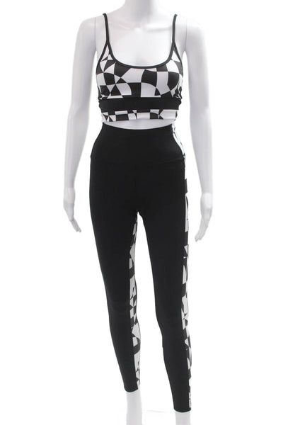 Beach Riot Women Ankle Jegging Black Geometric Zip Recycled Lycra Size M