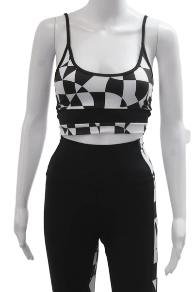 Beach Riot Women Ankle Jegging Black Geometric Zip Recycled Lycra Size M