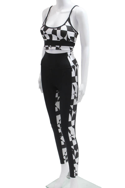 Beach Riot Women Ankle Jegging Black Geometric Zip Recycled Lycra Size M