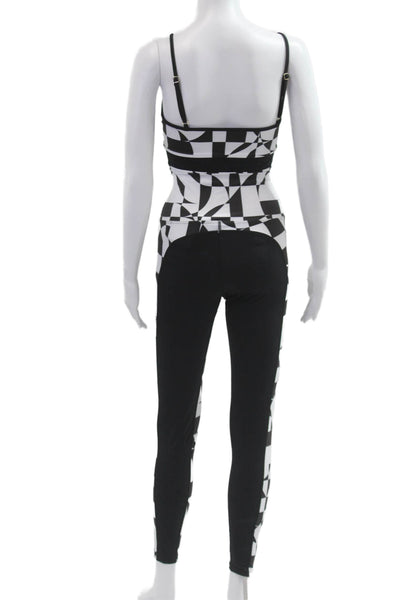 Beach Riot Women Ankle Jegging Black Geometric Zip Recycled Lycra Size M